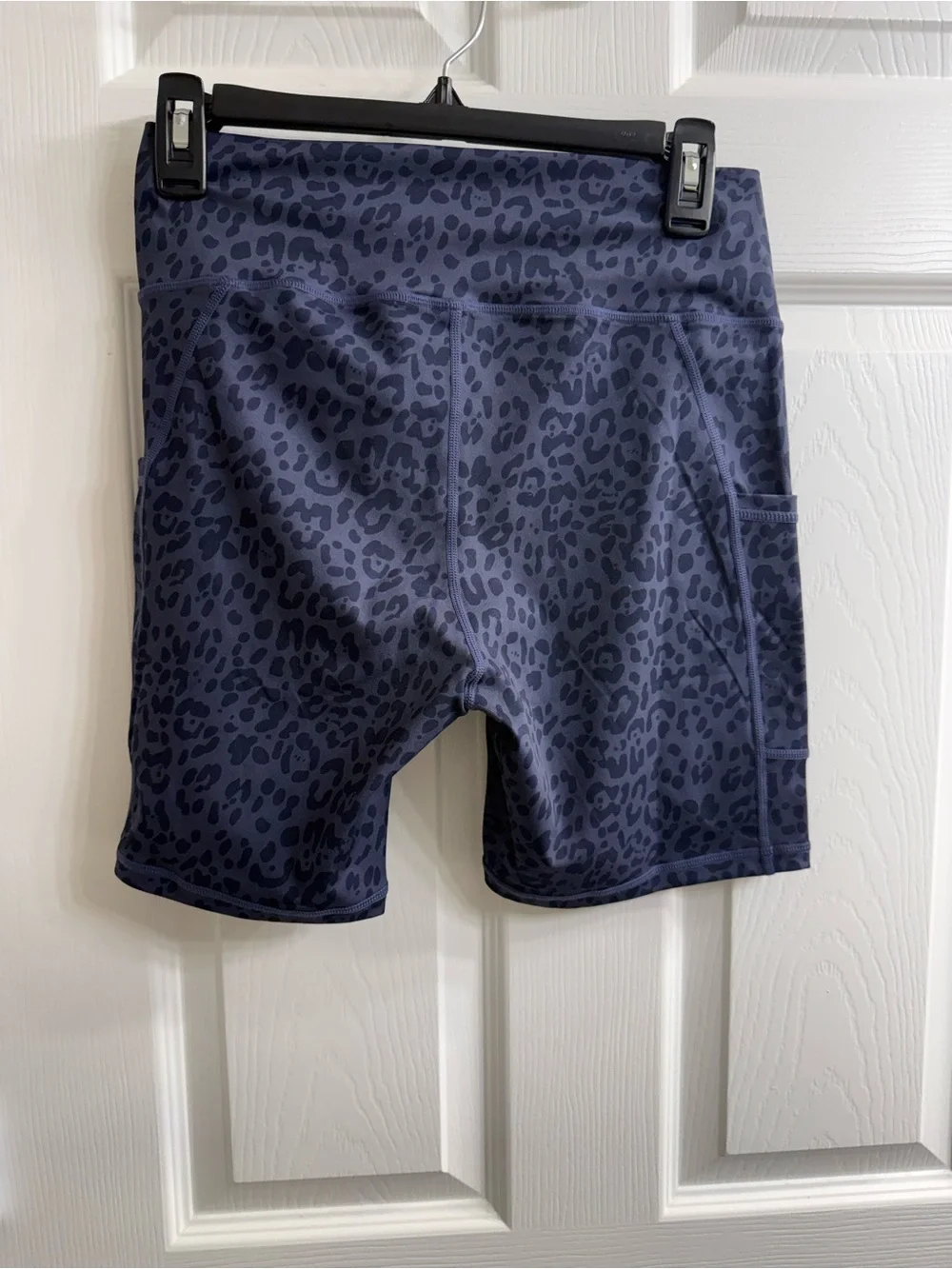 HALARA Navy Leopard-Print Bike Shorts with Side Pocket
